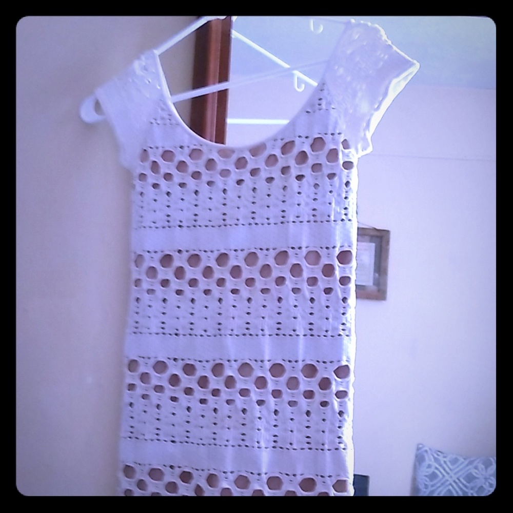 White bebe strech dress